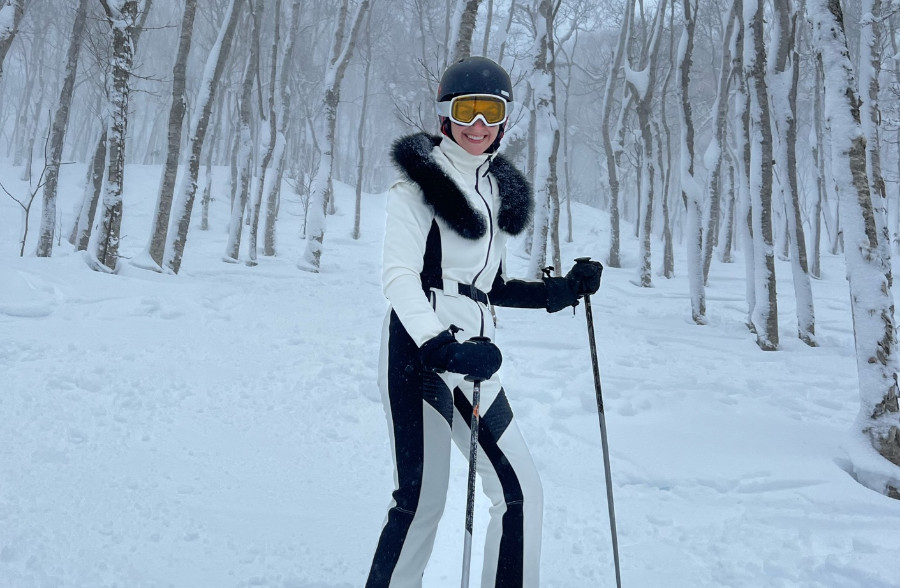 Margot skiing in Japan.